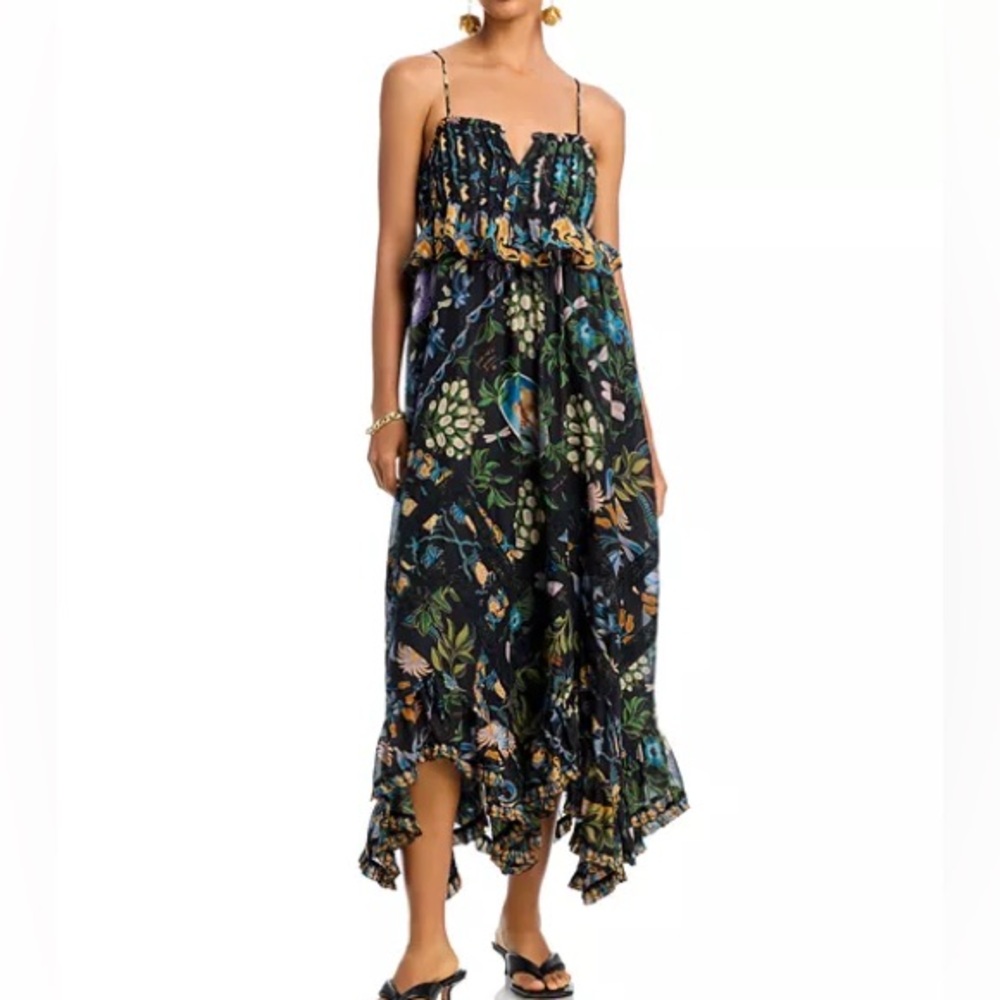 FARM Rio Black Tropical Floral High-Low Dress